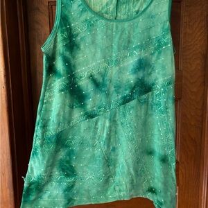 Dressbarn Asymmetrical Green Tank Top